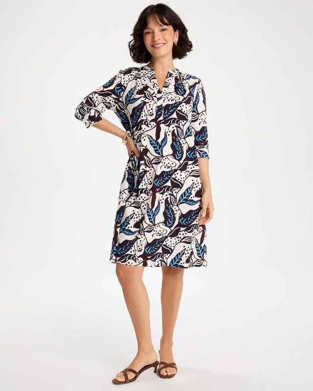 Poplin Cotton Popover Printed Dress - image 1